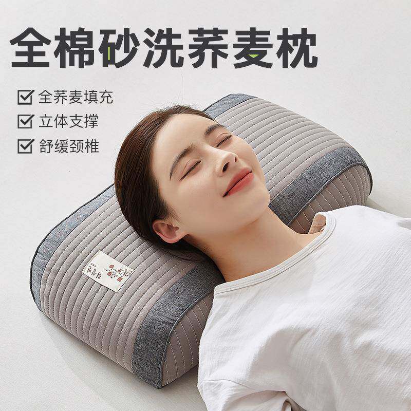 全棉荞麦枕头枕芯护颈椎一对二装家用助睡眠男专用成人小整头皮壳