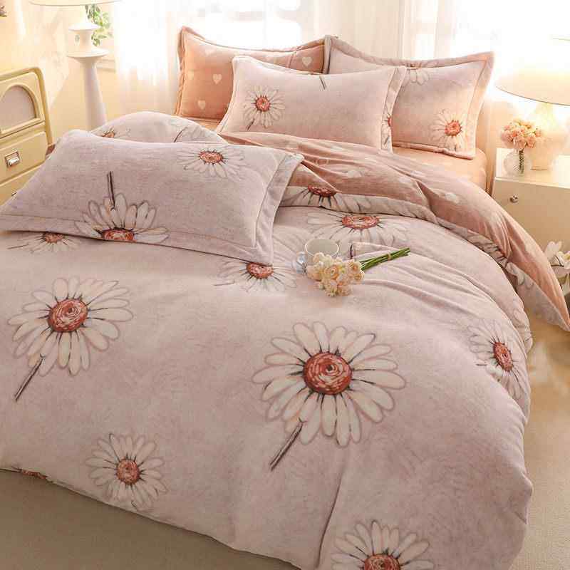 正品加厚绒牛奶绒四件套冬季瑚绒双面加冬天法兰床单被套床珊上用