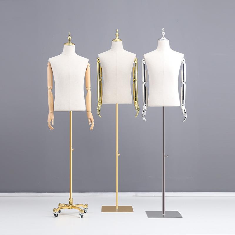 服装店男模特道无品牌/具半身全身人台服西模服展示架假人头金色