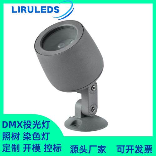 DMX512户外全结构防水泛光灯公园文旅景观亮化全彩染色12W投光灯