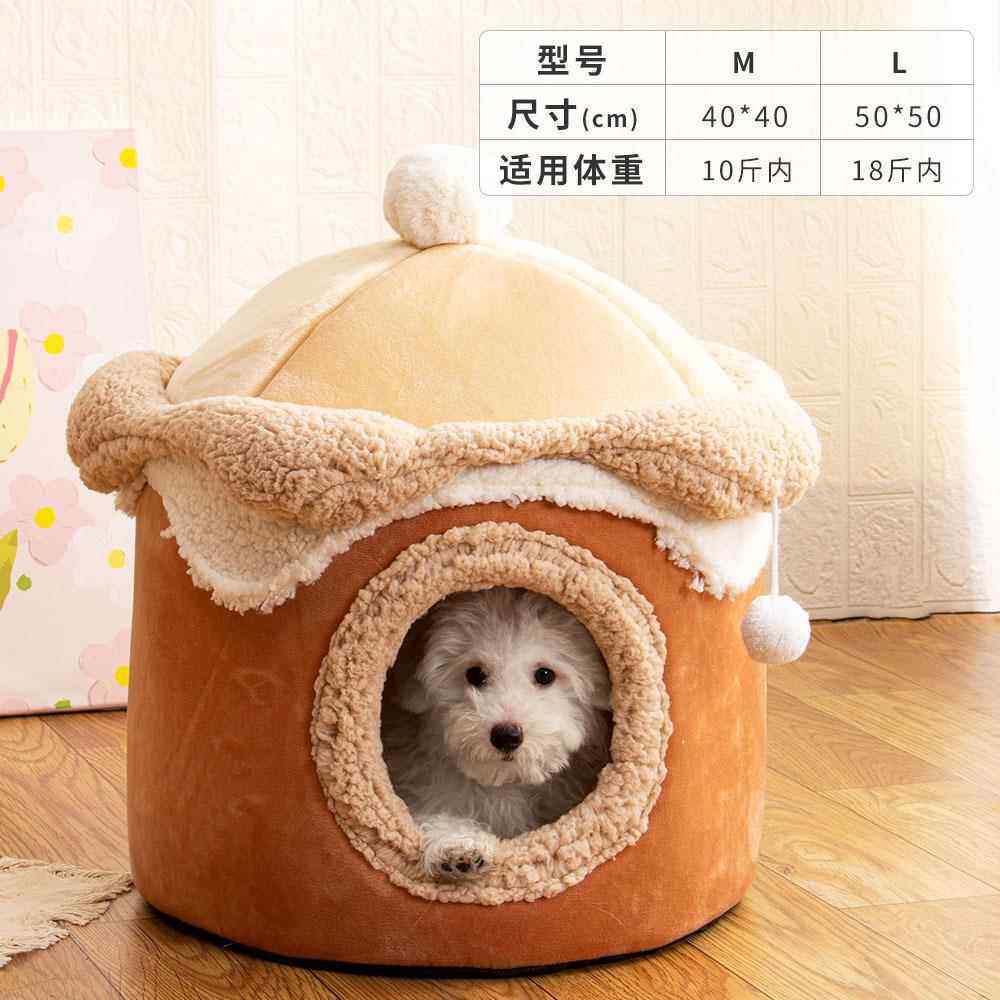 高档淇冰淋猫窝冬宠物窝可公主猫爱咪床甜美封闭式狗窝秋加厚保暖