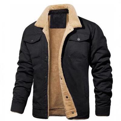 Jacket Coat Fleece Winter Mens Sherpa Lined Trucker With