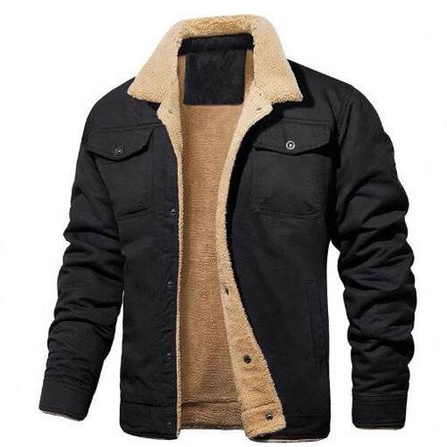 Jacket Coat Fleece Winter Mens Sherpa Lined Trucker With