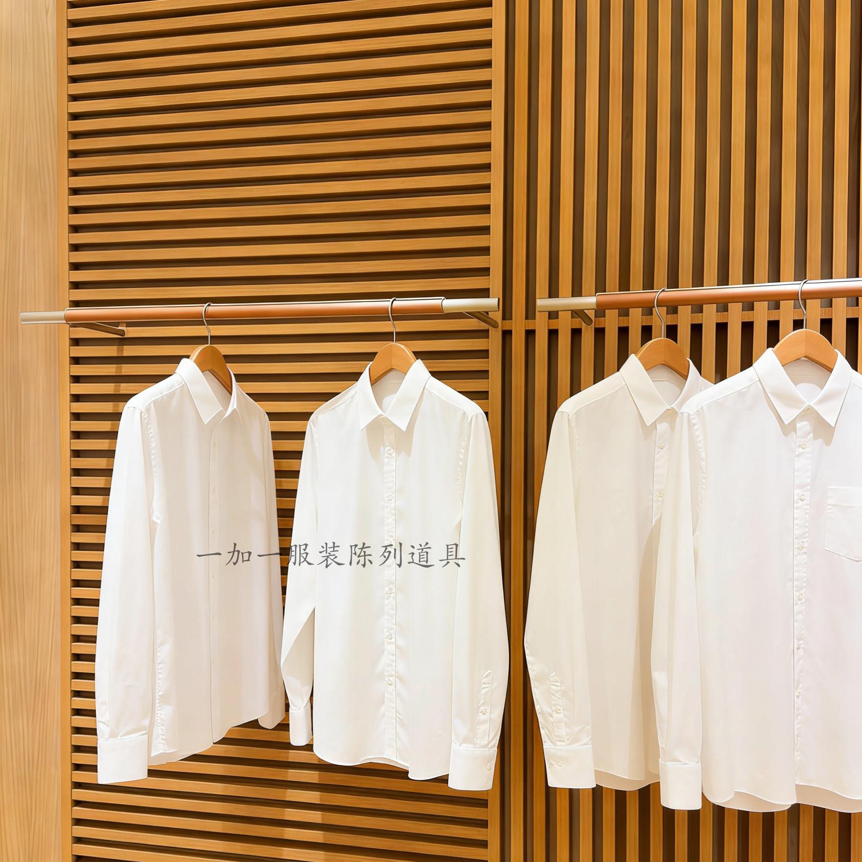 服装店上墙壁挂衣架胡桃色展示架不锈钢女装店正挂买手店高级货架