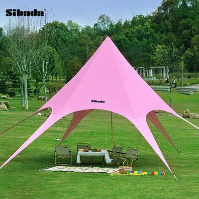 sibada户外天幕帐篷遮阳棚露营可携式拼色雨蓬小号粉色天幕春游