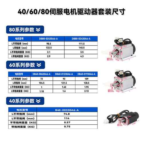伺服电机套装交220V控器60麦太保800100w400w75w主流轴plc垒德制