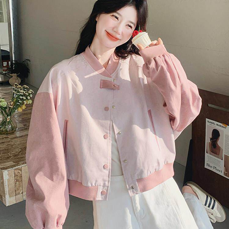 香港春秋新款韩系撞色拼接棒球服外套女士酷飒风休闲薄款立领夹克