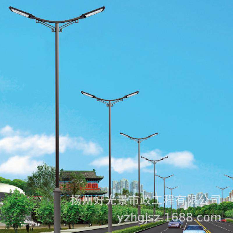 led路灯双臂路灯led道路照明路灯套件镀锌路灯杆厂家户外城市路灯