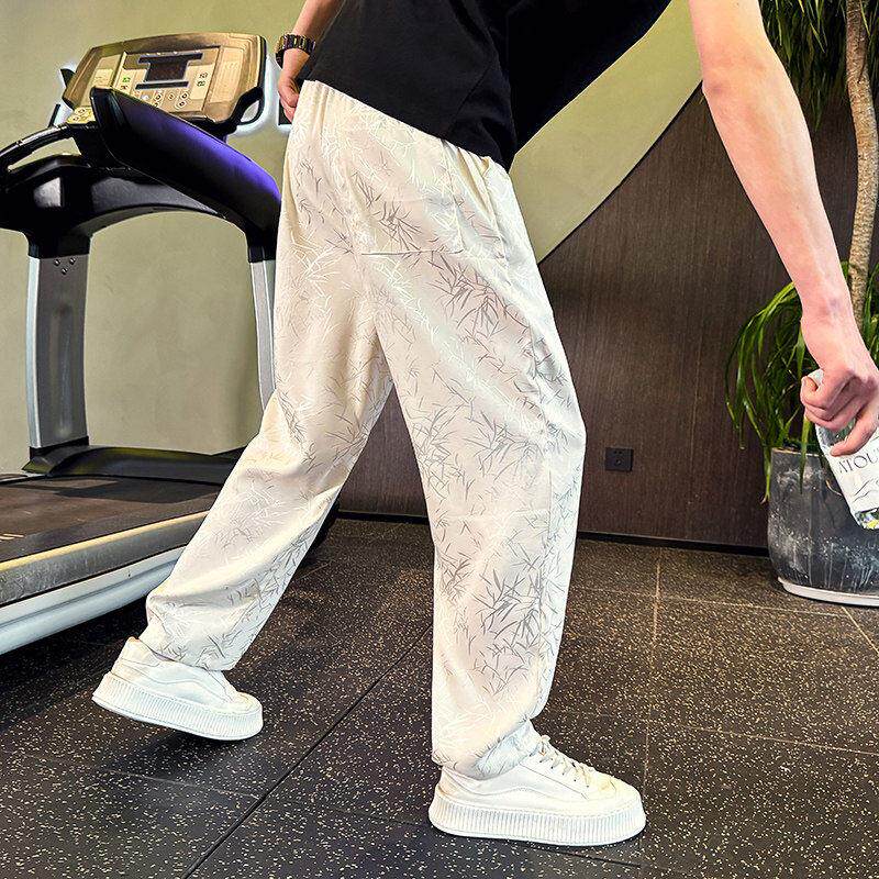 it Afternnaths潮牌冰丝速干九分裤男国风印花垂感休闲裤夏季薄款