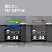 铝合金碗碟拉篮厨房橱柜三层双层抽屉式 碗篮碗架厨柜碗柜内置收