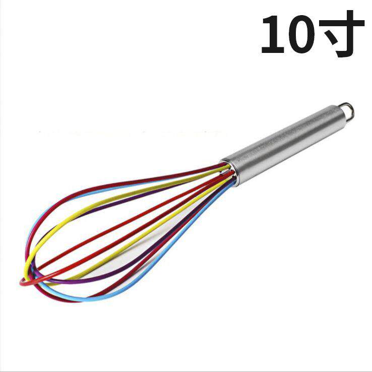 烘焙工具10寸不锈钢手柄彩色硅胶打蛋器家用手摇手动蛋糕烘培