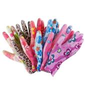 薄印花女士尼龙Pu涂层棕榈劳动保护手套耐磨工作采摘园艺家务防滑