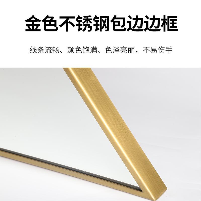 菱形浴室镜金属边框镜简约梳妆镜子壁挂浴室镜化妆镜卫生间镜子