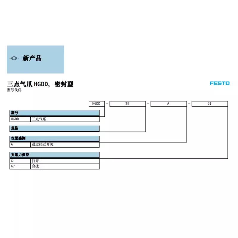 费斯托型HGDD系列三点式抓手气缸HGDD-35-40-50-63-80-A-G1-G2