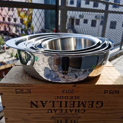 麦可初304不锈钢盆可加热板小汤锅火锅盆烹饪盆16/20/24/28cm