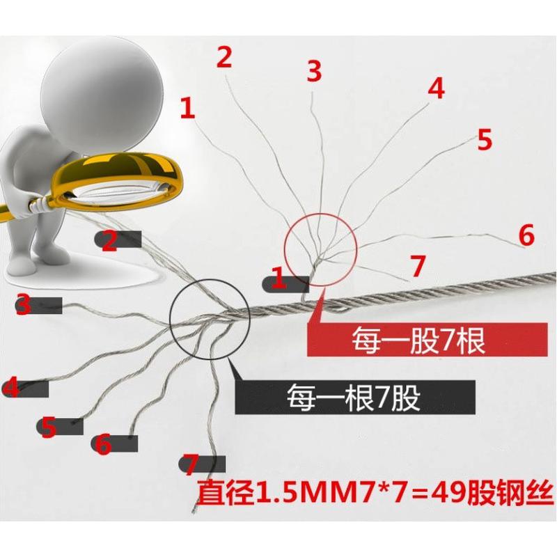 博诺尼手摇阳台升降晾衣架钢丝绳晾衣架配件晾衣不锈钢钢丝绳304