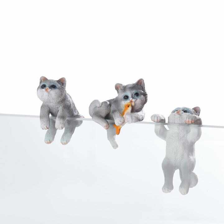 精品创意背篓小猫咪海洋世界鱼缸造景个性可爱玻璃缸悬挂工艺摆件