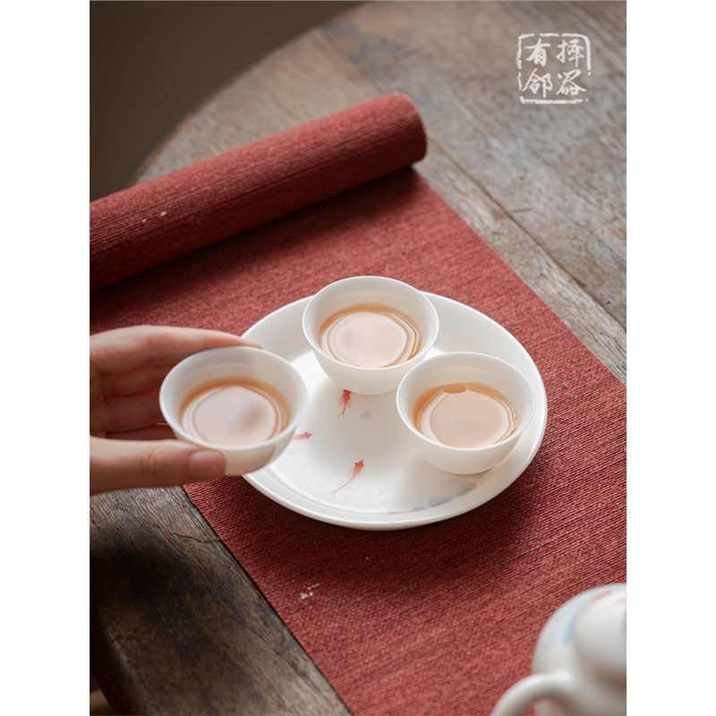 汝窑茶壶手绘鱼趣泡茶壶陶瓷单壶壶承托盘家用中式功夫茶具批发,餐饮具,茶壶,淘宝优惠券,粉丝福利购,淘宝优惠卷