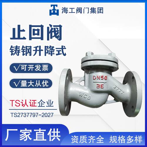 铸钢升降式止回阀H41H-16C法兰卧式逆止阀DN50防回流防逆流
