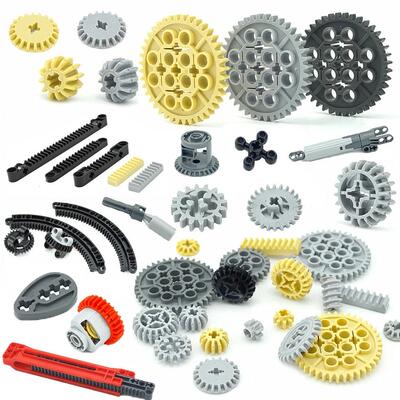 MOC Technical Gear Axle Bricks Parts Worm Rack Conector Trai