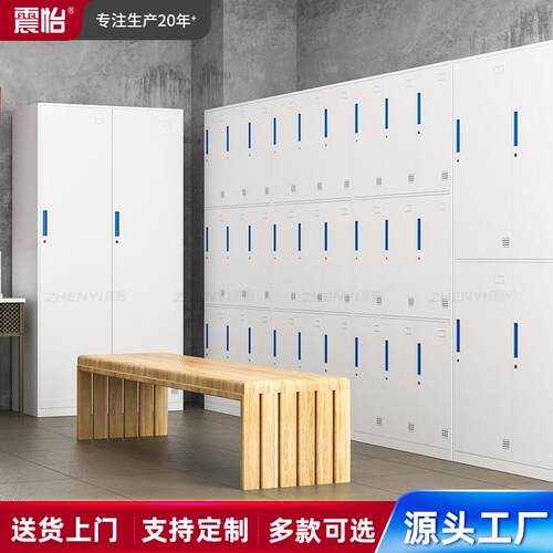 更衣柜钢制铁皮柜现代简约铁皮衣柜拆装薄边更衣钢柜工厂员工柜