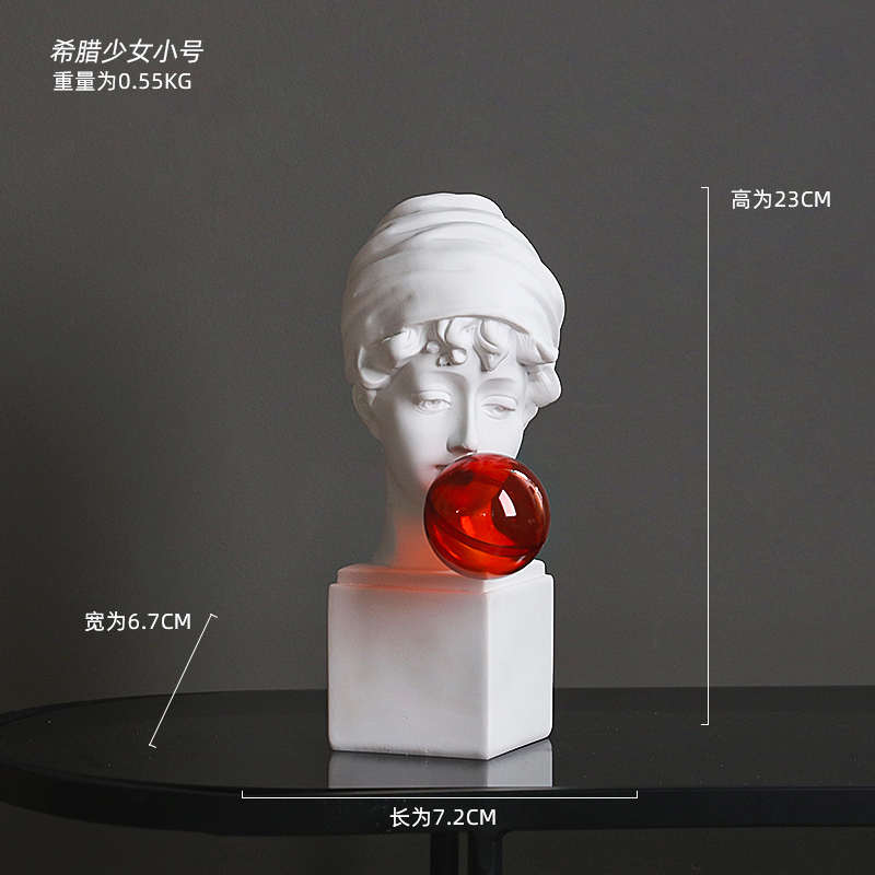 艺术客厅大卫北欧装饰石膏像玄关摆件酒柜吹泡泡家居饰品雕塑创意