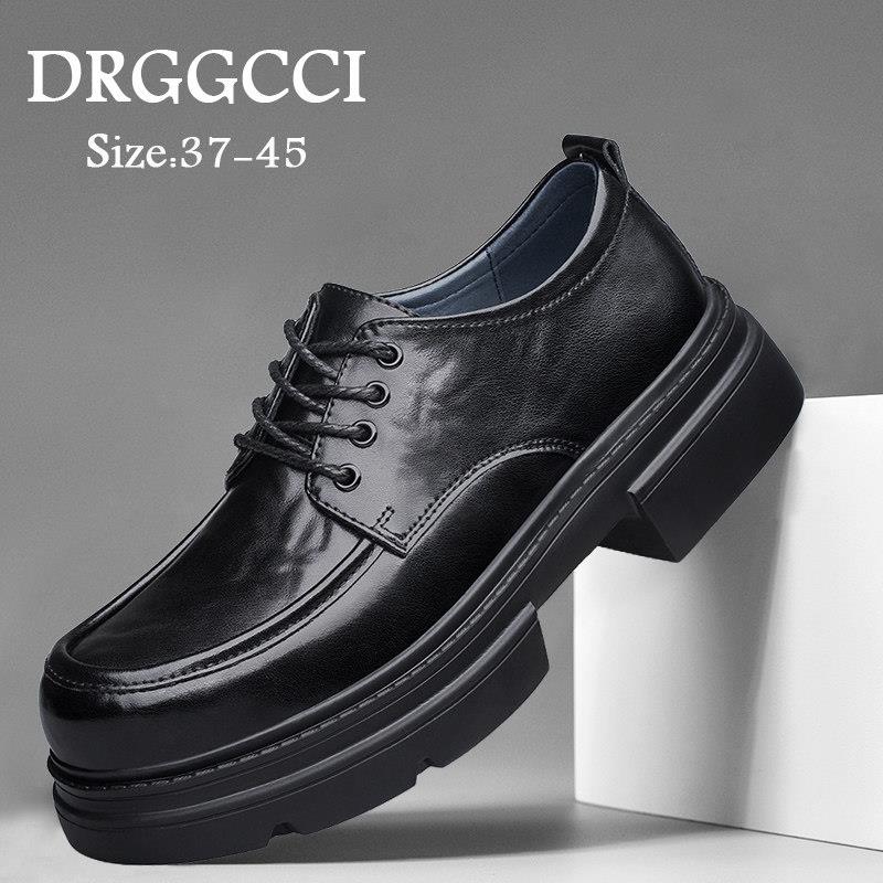 DRGGCCI厚底英伦大头皮鞋男2026秋季新款舒适软底真皮百搭高级感