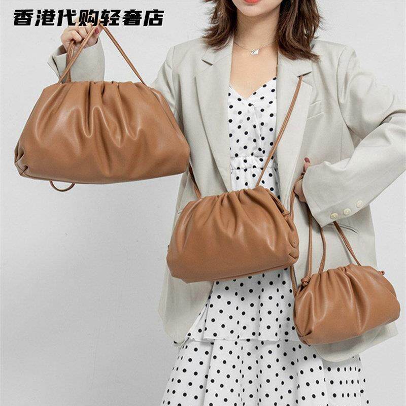 法国MKBM女包2025新款真皮云朵包褶皱水饺包软皮单肩斜挎包小包