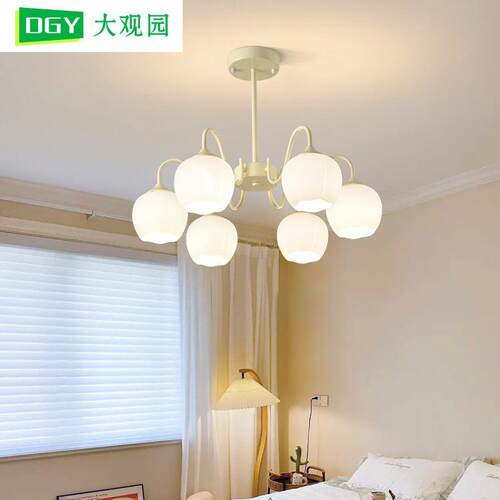 法式奶油风卧室灯南瓜吊灯小清新客厅灯具简约现代温馨房间灯125L