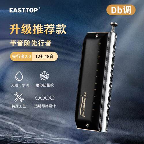 正品东方入鼎先行者12孔无膜半音阶口琴C调1T248V学生用门专业N演