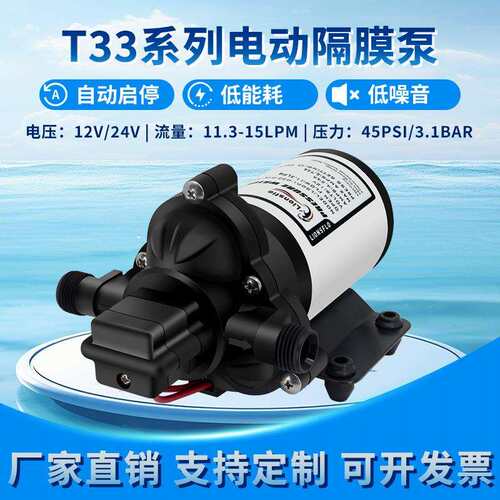 定制33房车水泵12V24V小型电动隔膜泵往复式抽水泵自吸增压泵
