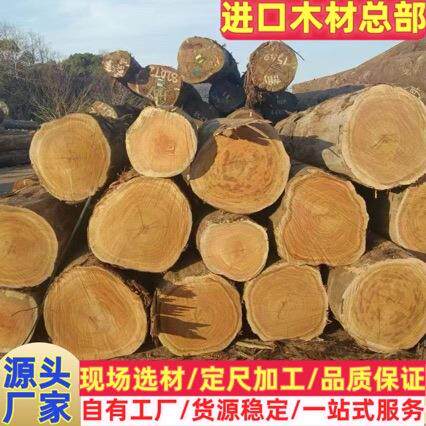 张家港黄硬木原木 黄乳木板材工程木料 建筑地板木材厂家园林实木