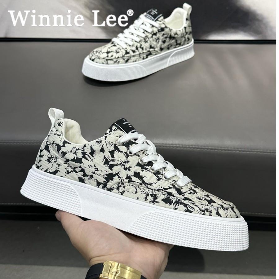 Winnie Lee时尚休闲帆布鞋厚底增高板鞋潮百搭舒适轻便软底潮流男