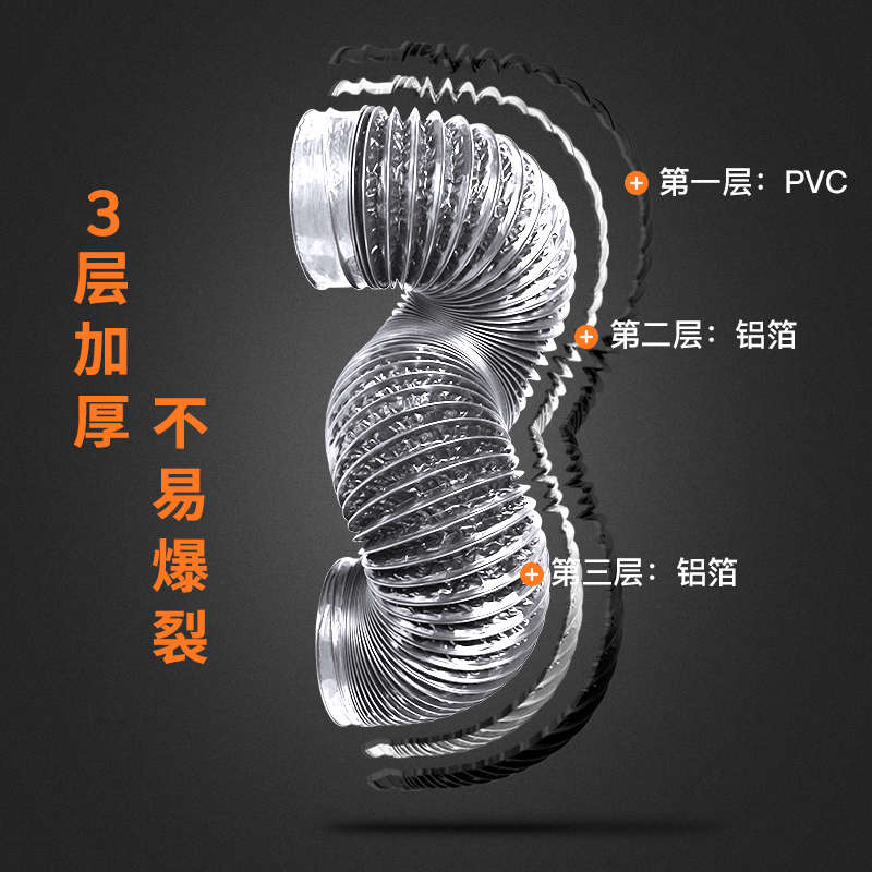 家用抽吸油烟机配件塑料排烟管伸缩软吸逆止阀加厚铝箔通风管道
