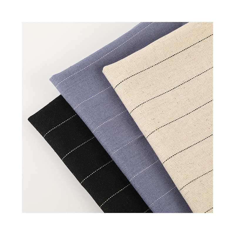 春夏天丝麻布料 亚麻天丝平纹面料 条纹麻布料 女装上衣半裙面料