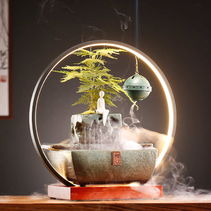 招财流水摆件桌面循环水客厅生财创意家居装饰办公室开业礼品