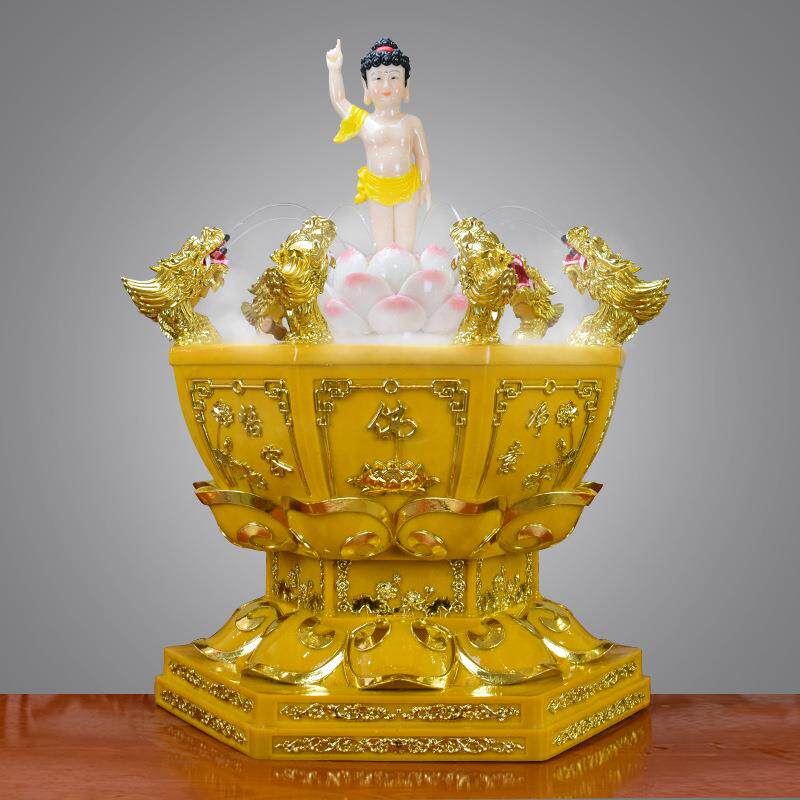 汉白玉浴佛盆九龙吐水浴佛太子像浴佛勺整套佛诞用品