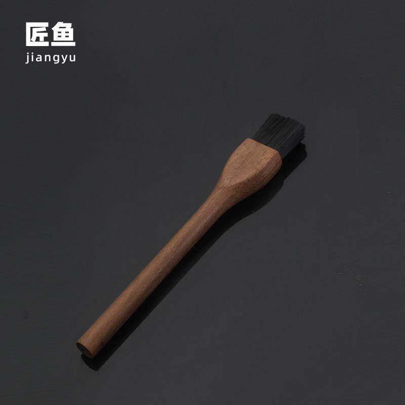 匠鱼简约胡桃木茶刷不掉毛硬毛实木养壶笔清洁茶盘扫水刷功夫茶具
