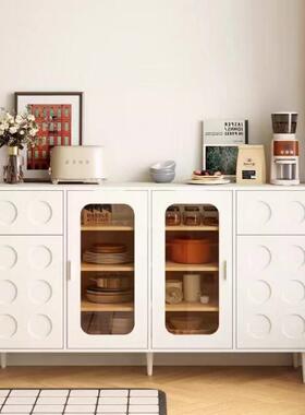 意式超薄极窄餐边柜墙边柜20cm中古风黑色卧室床尾收纳柜储物柜子