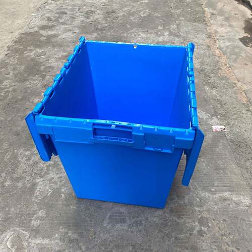 71*57*62CM连盖塑料筐蓝色错位框带盖收纳箱物流运输塑胶箱