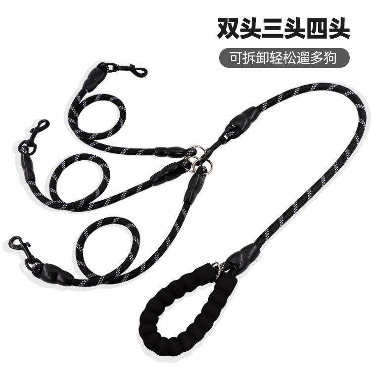 德国狗狗牵引绳一拖二遛狗绳子双头小中大型犬宠物泰迪柯基狗炼