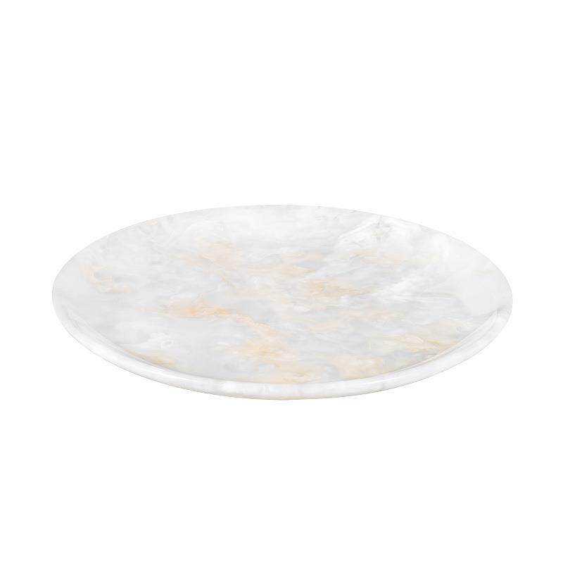 现代简约中式白玉石点心果盘样板房酒店售楼处装饰盘摆件美学设计