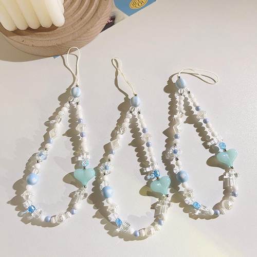 日韩ins小众撞色混搭手提链串珠挂饰通用手机壳ccd相机手机挂绳女