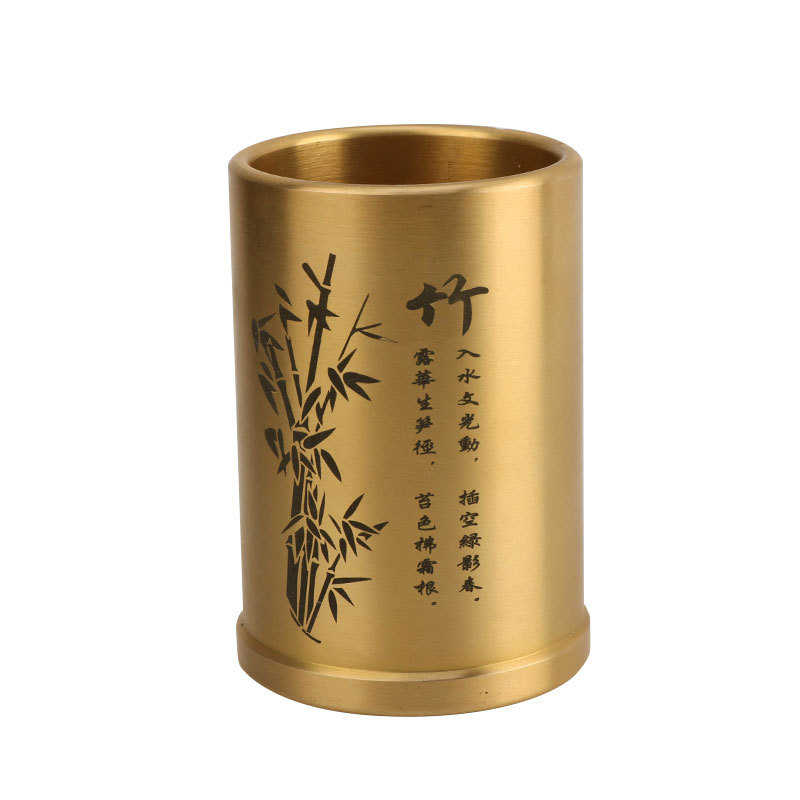 收纳笔筒黄铜铜摆件实心饰办公室笔筒笔筒家居摆