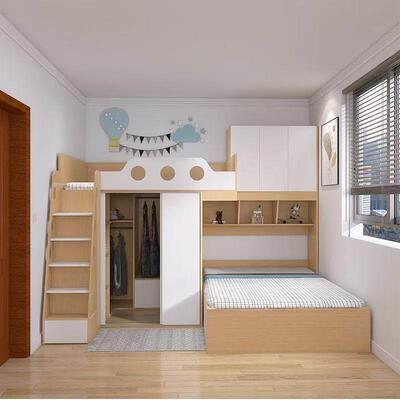 交错式上下床衣帽间高低子母床双层儿童姐弟分割错位床小户型定制