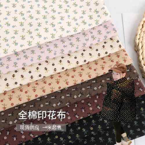 现货全棉磨毛法兰绒面料 小柿花碎花布料 女装衬衫连衣裙长裤用料