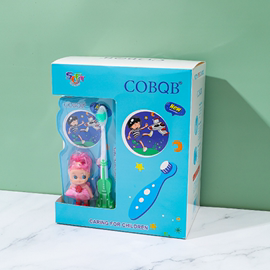 COBQB儿童卡通牙刷玩具飞机芭比娃娃宝宝小学生换牙期软毛2-12岁