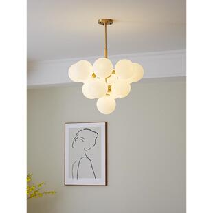 轻奢全铜客厅吊灯简约卧室书房餐厅设计师法式 创意奶油魔豆楼梯灯