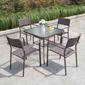 户外桌椅带伞组合庭院露天花园桌椅三件套家用室外休闲阳台小桌椅