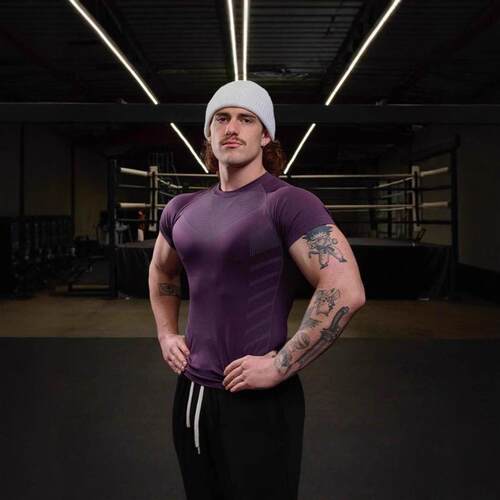 Men's T-shirt, lightweight blend fabric, fine stripes,